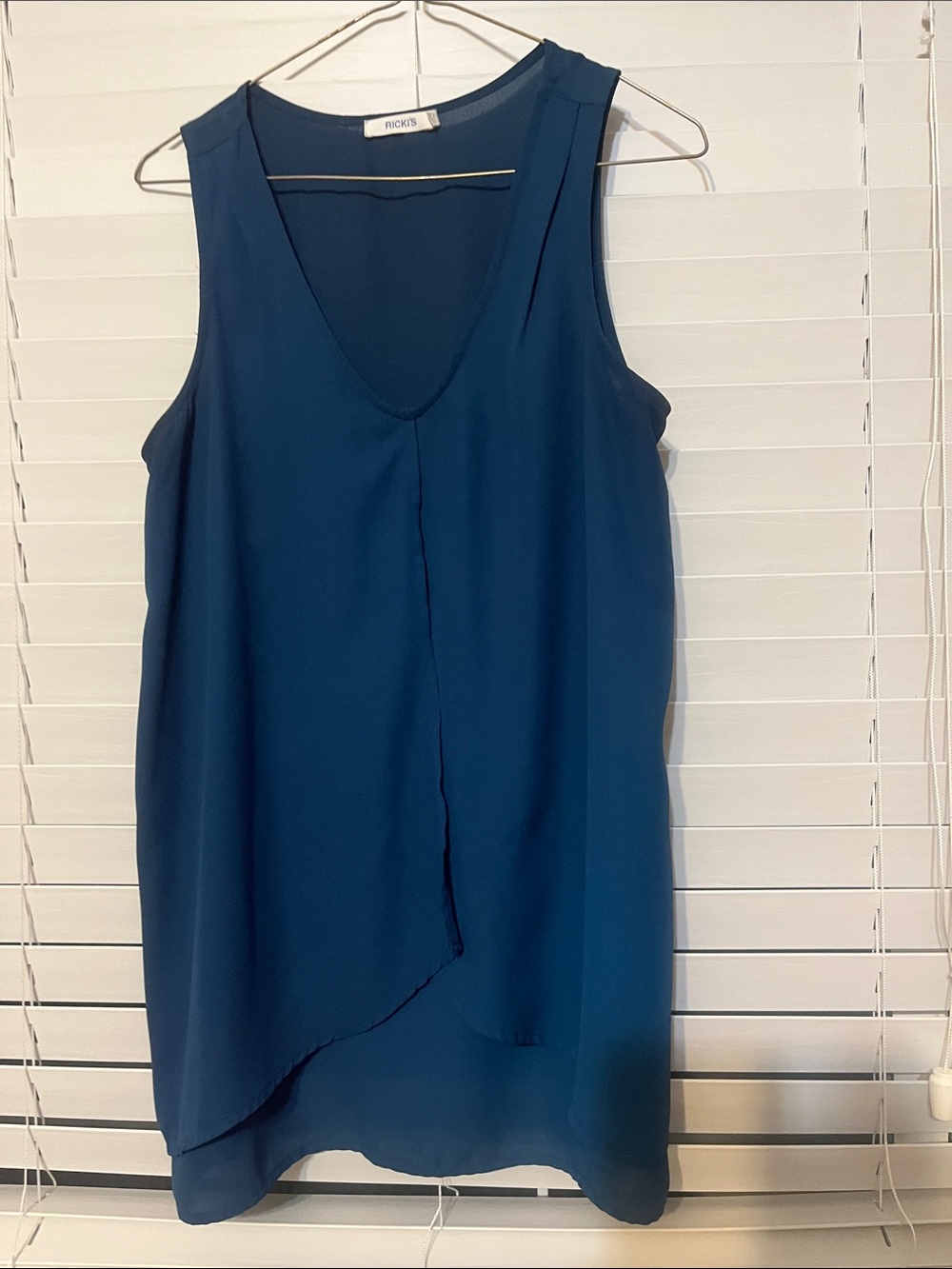 Ricki's Sleeveless V-Neck Overlay Dress in Teal-Blue